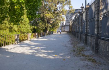 Portekiz Coimbra Üniversitesi Botanik Bahçesinde yürüyen ziyaretçiler