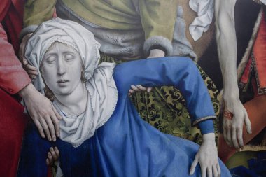 Haç 'ın soyundan. Bakire 'nin ayrıntıları. 1443 'te Rogier Van der Weyden tarafından yapılmış. Müze del Prado, Madrid