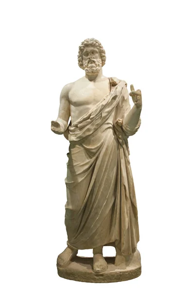 Greek Statue Asclepius Greek God Medicine Catalan Museum Archaeology Barcelona — Stock Photo, Image