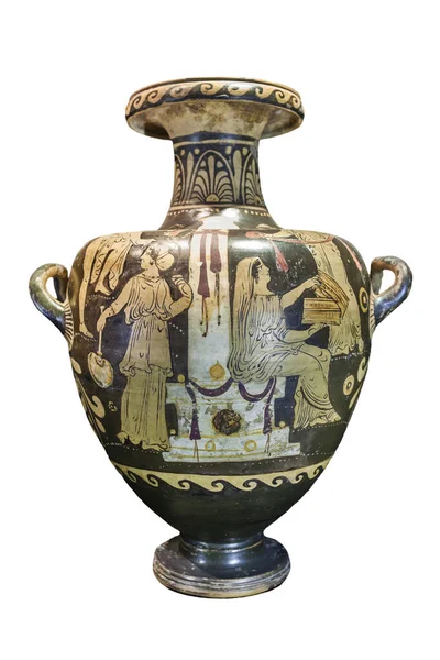 Hydria Lub Grecki Wazon Kręgu Malarza Libation Katalońskie Muzeum Archeologiczne — Zdjęcie stockowe