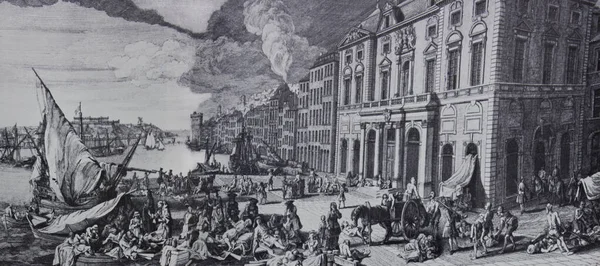 Great Plague of Marseille was the last of the significant European outbreaks of bubonic plague, 1721. Unknown artist — Stock Image Great Plague Marseille Last Significant European Outbreaks Bubonic Plague 1721 Stock Image