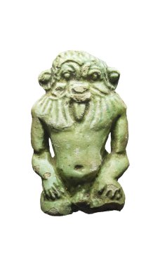 God Bes depiction in faience, 5th Century BC. Puig des Molins, Ibiza. Catalan Museum of Archaeology, Barcelona, Spain clipart