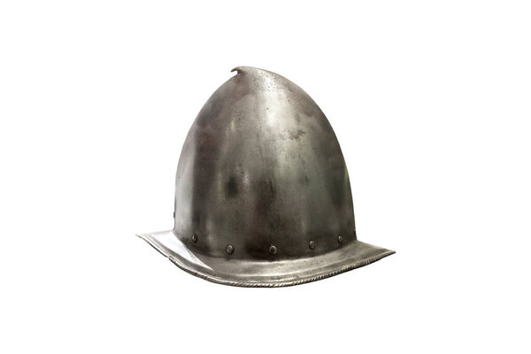 16h Century pointed helmet morion. Side view