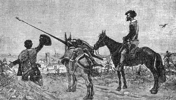 Don Quixote Novel Scene Illustration Calleja Edition Published 1916 Returning — Stock Photo, Image