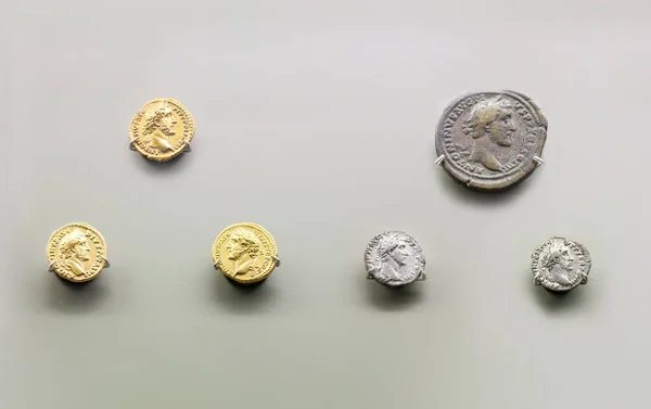 Merida Spain August 25Th 2018 Antoninus Pius Roman Emperor Coins — Stock Photo, Image