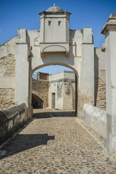 Palmas Köprüsü Hornwork Kale Kapısı Yüzyılın Başlarında Spanya Nın Badajoz — Stok fotoğraf