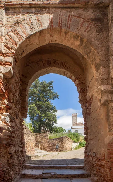 Kapitalport Vid Badajoz Alcazaba Murat Citadell Från Almohade Eran 1100 — Stockfoto