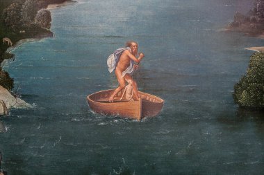 Charon 'un Styx' i geçtiği manzara, detay. Joachim Patinir tarafından yapıldı, 1524. Müze del Prado, Madrid