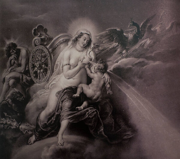 The Birth of the Milky Way, painted by Rubens in 1636. Engraved by Cayetano Rodriguez. Museo del Prado, Madrid
