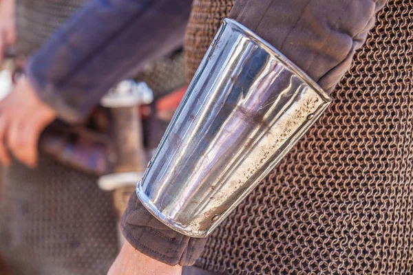 Reconquest Krijger Bedekt Met Armband Vambrace Middeleeuwse Krijgersuitrusting — Stockfoto