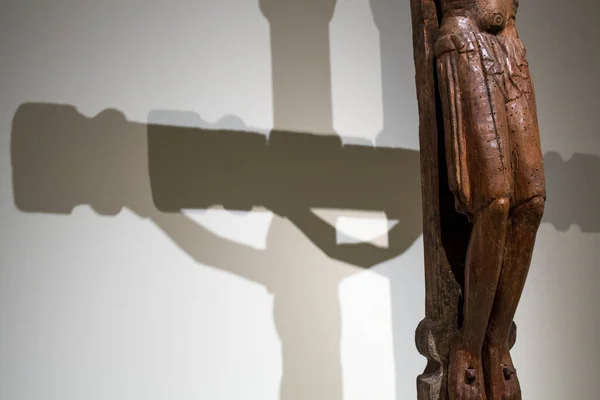 Barcelona Spanien Dezember 2019 Mittelalterlicher Christus Kreuz Nationalen Kunstmuseum Von — Stockfoto