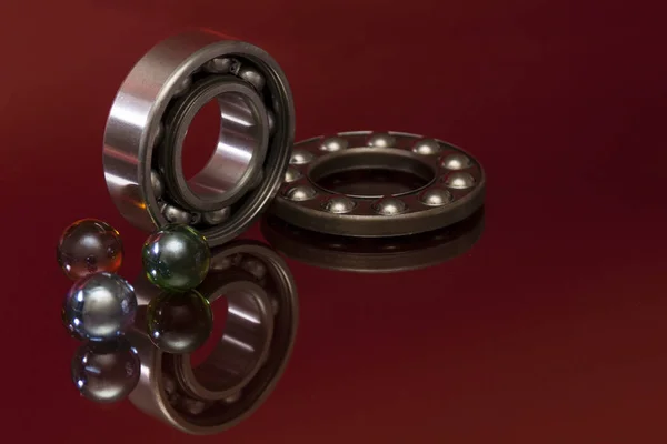 Glass Ball Bearings Red Background — Stock Photo, Image