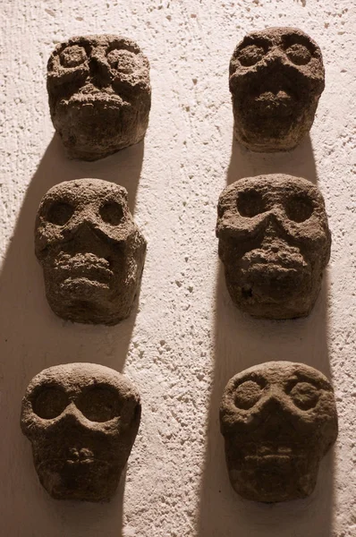 メキシコ オアハカ州サント ・ ドミンゴ修道院博物館アステカ スカル壁 — ストック写真