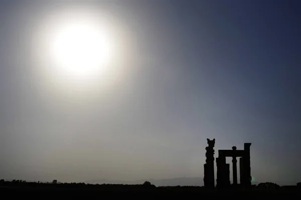 Persian civilization landmark Persepolis next to Shiraz city in Iran showing ruin temple palace