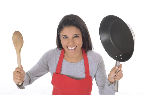 Unternehmensporträt einer jungen attraktiven hispanischen Hausfrau — Stockfoto