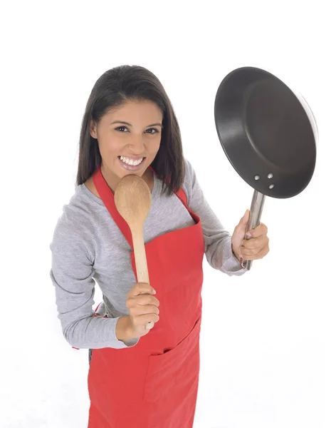 Corporate portrait of young attractive hispanic home cook woman — Stock Photo, Image