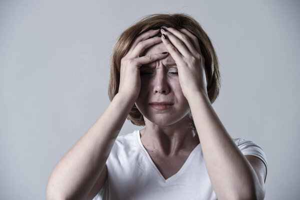 devastated depressed woman crying sad feeling hurt suffering depression in sadness emotion