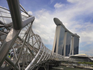 Singapur / Asya. Nisan 2017. Marina Bay sands otelinin muhteşem görünümü