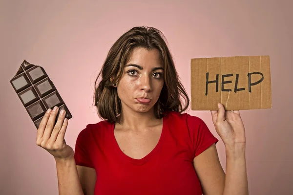 Young beautiful sweet addict woman holding asking for help resis — Stock Photo, Image