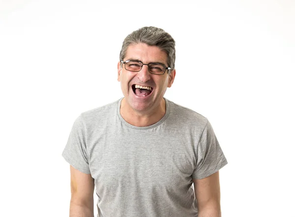 Beyaz adam 40-50 yaşında mutlu güzel gösterilen ve posi gülümseyen — Stok fotoğraf