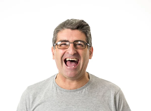 Uomo bianco 40 a 50 anni sorridente felice mostrando bello e posi — Foto Stock