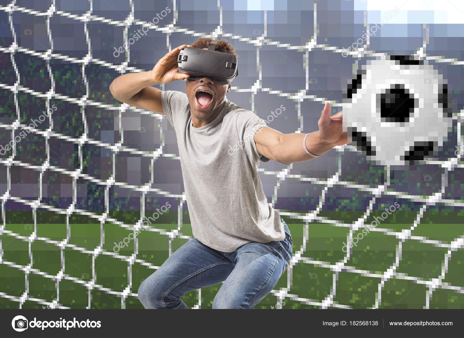 サッカー サッカー ビデオ ゲーム ピクセル コンピューター目標とスタジアム Vr 仮想現実の 3 D ゴーグルを使用してアフロ アメリカ黒人 ストック写真 C Focuspocusltd サッカー サッカー ビデオ ゲーム ピクセル コンピューター目標とスタジアム Vr 仮想現実の 3 D ゴーグルを使用してアフロ アメリカ黒人 ストック写真 C Focuspocusltd