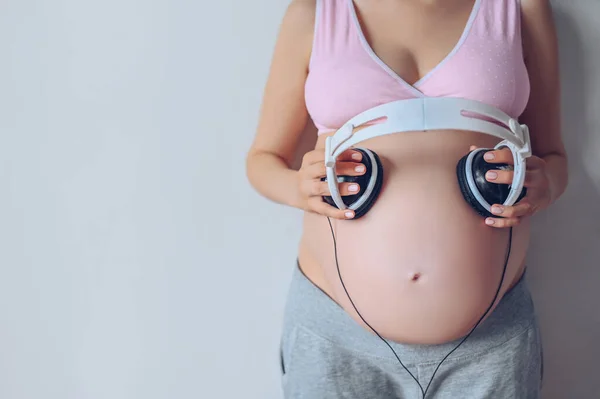 Mujer Embarazada Con Vientre Grande Embarazo Maternidad Expectativa Concepto Terapia — Foto de Stock