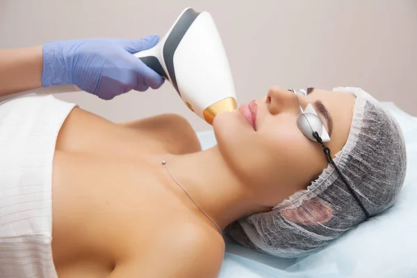 Aging Procedures Skin Care Concept Woman Receiving Facial Beauty Treatment Stock Photo