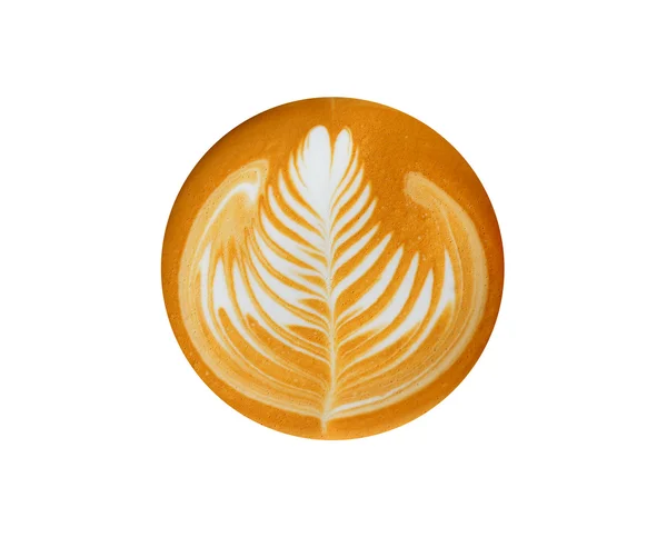 Latte Art en forme de feuille, café isolé sur fond blanc — Photo