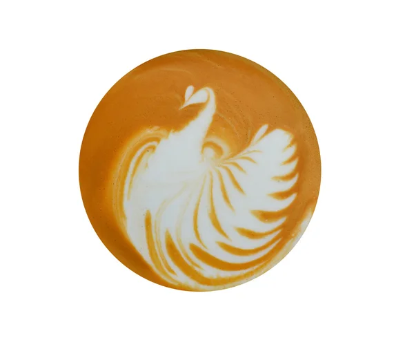 鸟-形孤立在白色背景上的咖啡拿铁艺术 — 图库照片