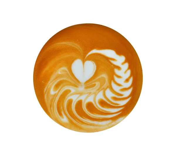 Latte Art en forma de corazón, café aislado sobre fondo blanco — Foto de Stock