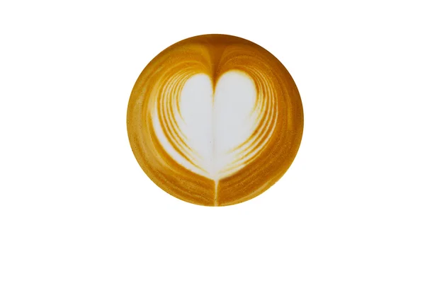 Latte Art en forma de corazón, café aislado sobre fondo blanco —  Fotos de Stock