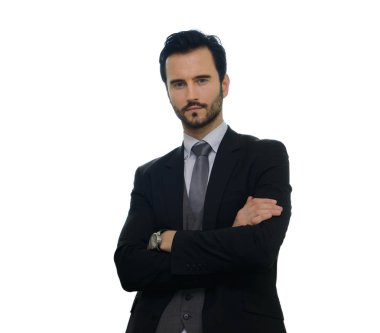 Beyaz arka plan üzerinde izole genç iş adamı portresi