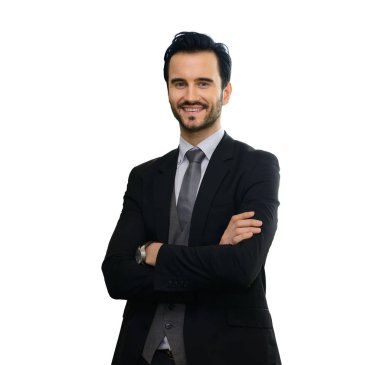 Beyaz arka plan üzerinde izole genç iş adamı portresi
