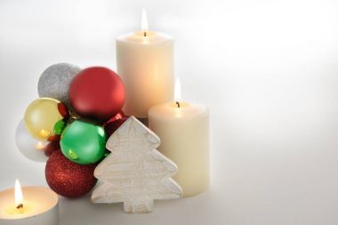 Festival Noel süslemeleri süsler ve mum boşluk beyaz ile