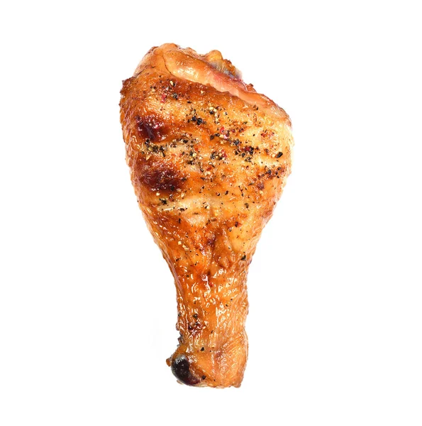 Ψητό Ψητό Bbq Πόδι Κοτόπουλου Απομονώνονται Λευκό Φόντο — Φωτογραφία Αρχείου
