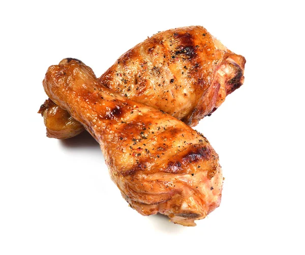 Grill Sült Bbq Csirke Láb Elszigetelt Fehér Alapon — Stock Fotó