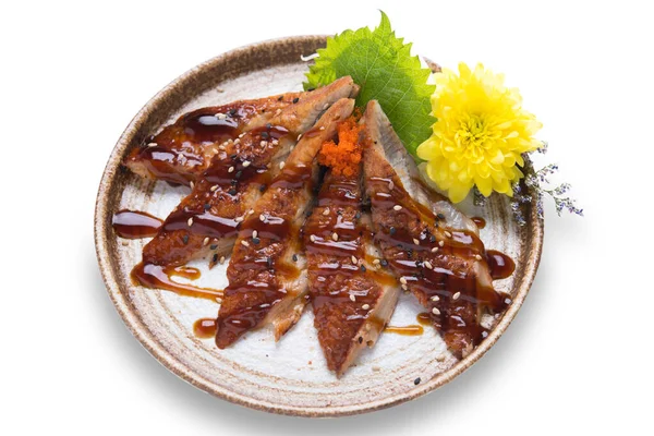Japans Eten Unagi Sushi Diner Maaltijd Geïsoleerd Witte Achtergrond — Stockfoto