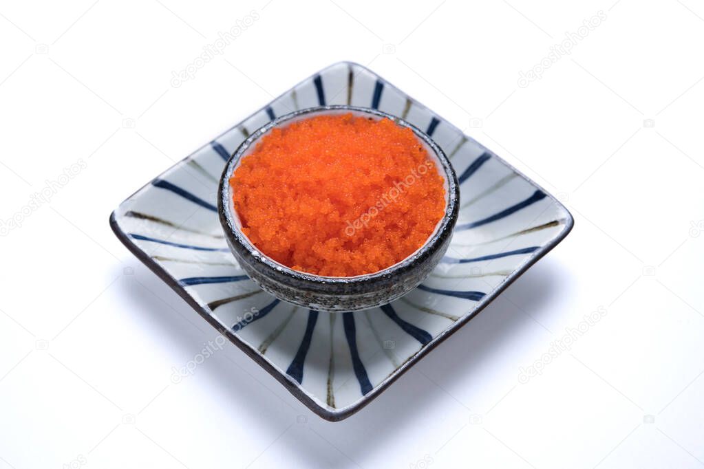 Japanese food tobiko sushi dinner meal isolated on white background