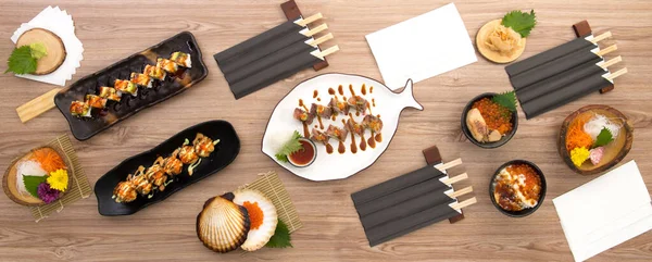 Japans Eten Maki Roll Foie Gras Don Sushi Wagyu Maisen — Stockfoto