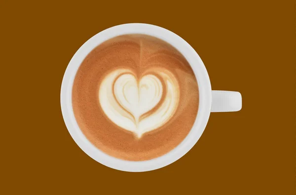 Вид Сверху Чашки Кофе Latte Цветном Фоне — стоковое фото