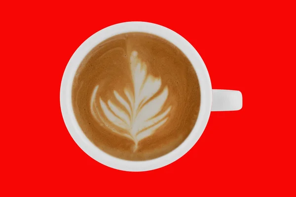 Vue Dessus Tasse Café Latte Sur Fond Couleur — Photo