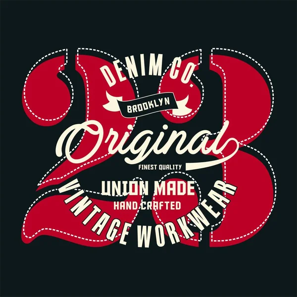 Gráfico denim brooklyn original — Vector de stock