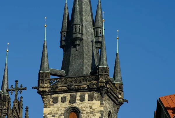 Tyn Church Praag Het Oude Stadsplein Kerk Van Moeder Gods — Stockfoto