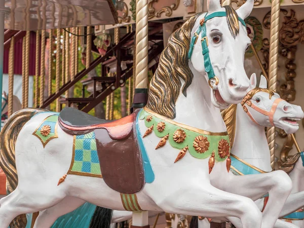 Одяг коня на ретро старомодного міського карета. — стокове фото