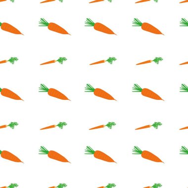 Vektör kusursuz desen. Beyaz arka planda izole edilmiş havuç. Vektör grafikleri.