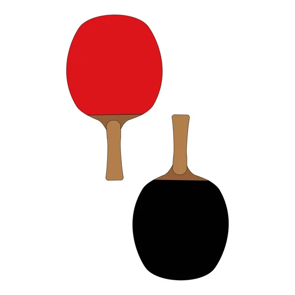 Two rackets for playing table tennis. Red and black isolated on a white background. — Stock Vector