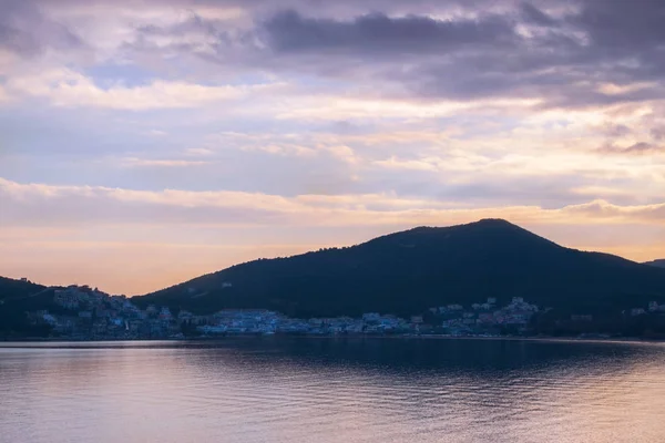 Paisagem Com Pôr Sol Beira Mar — Fotografia de Stock