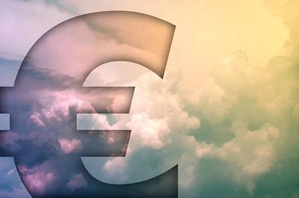 Euro Money Sign Cloudy Sky Background — Stockfoto