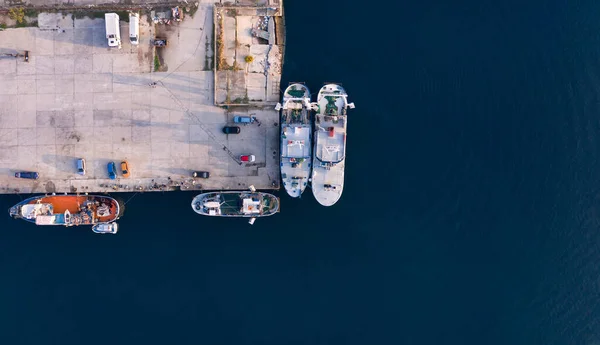 Vista Aérea Barcos Atracados Cais — Fotografia de Stock